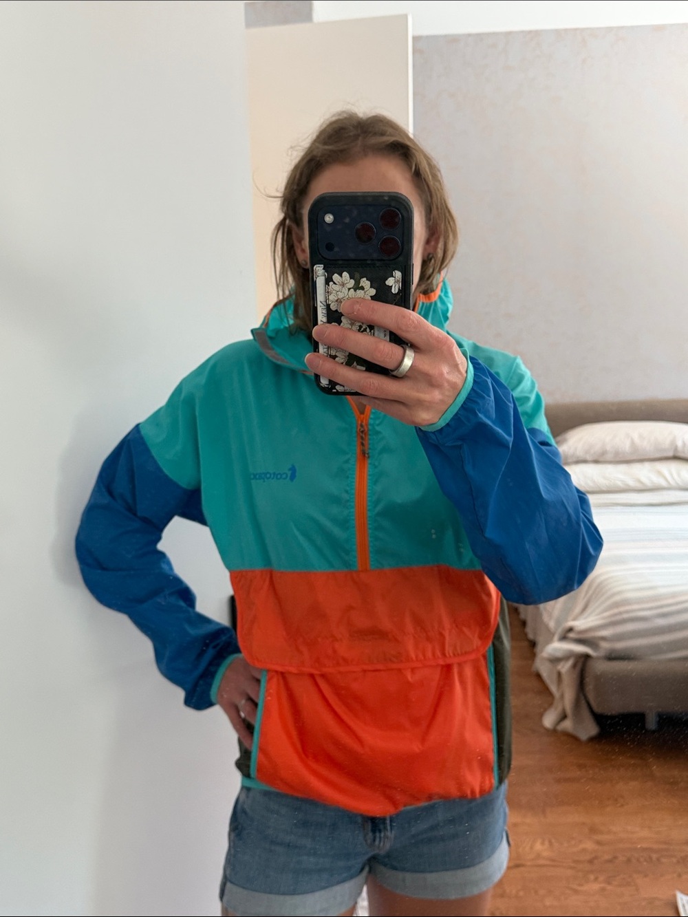 cotopaxi Teal, Orange & Blue Colorblock Rain Anorak - Picture 3 of 3